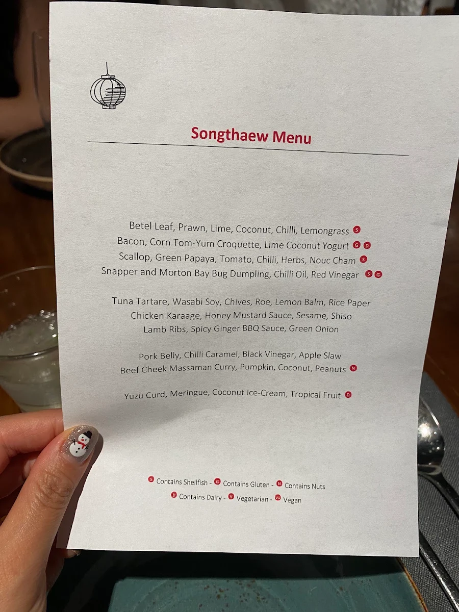 Menu, Red Spice Road
