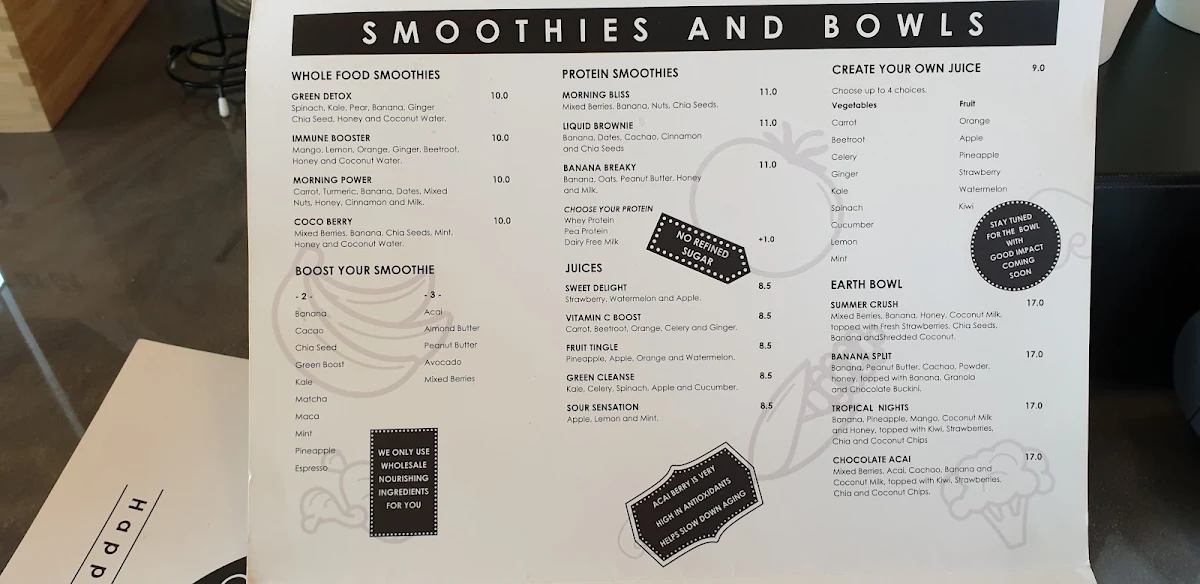 Menu, Nutrition Capital