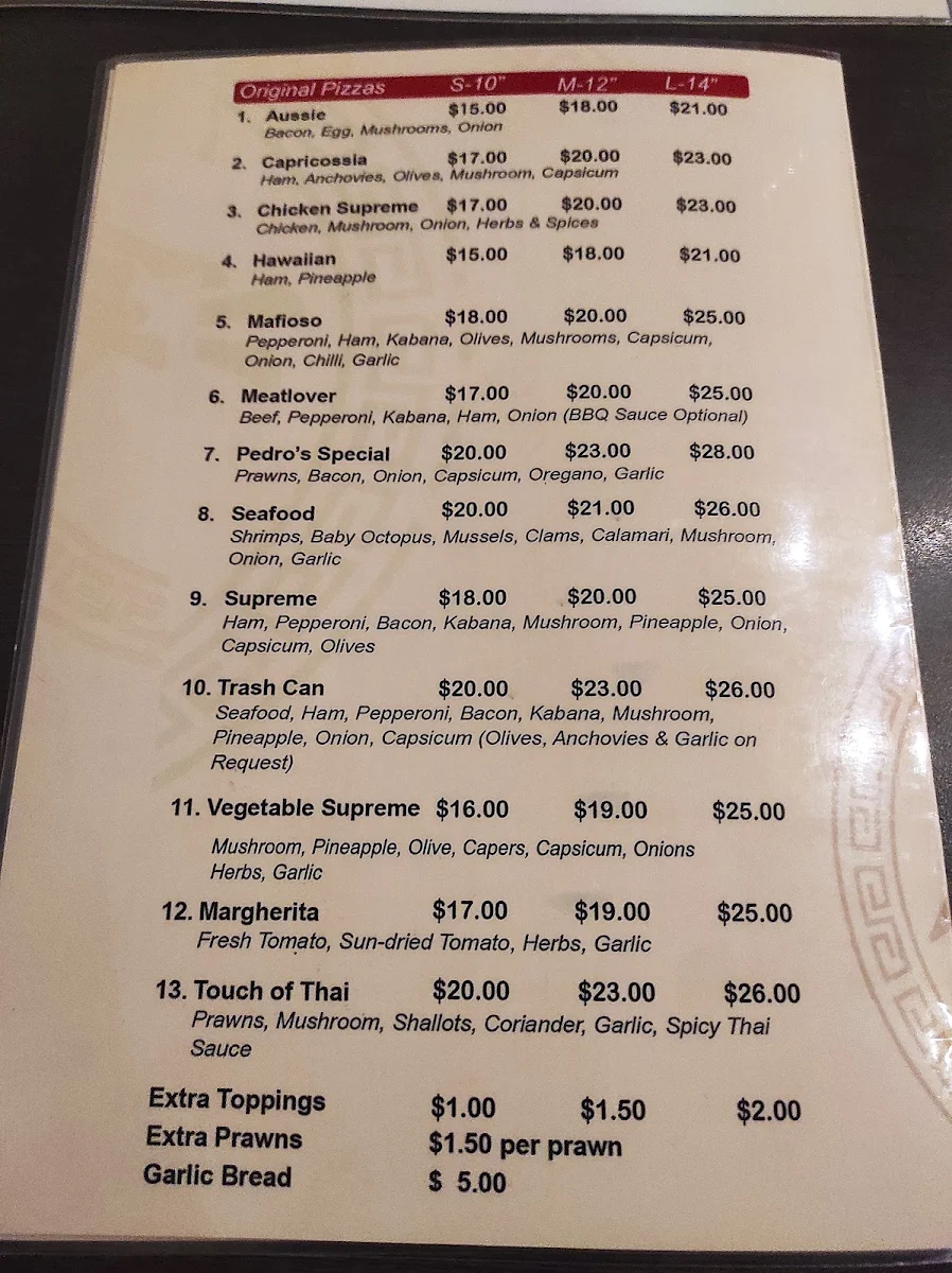 Menu, Ming Court