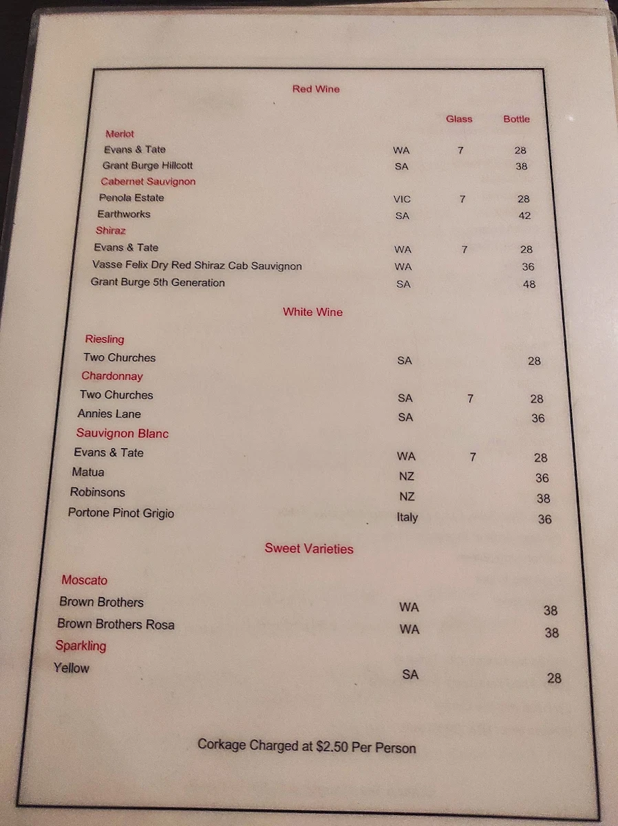 Menu, Ming Court