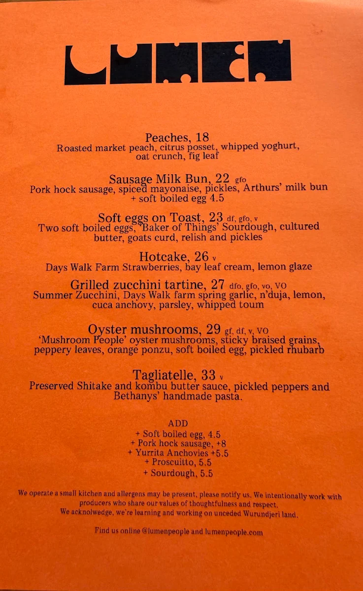 Menu, Lumen People