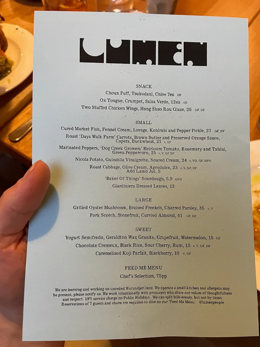 Menu, Lumen People