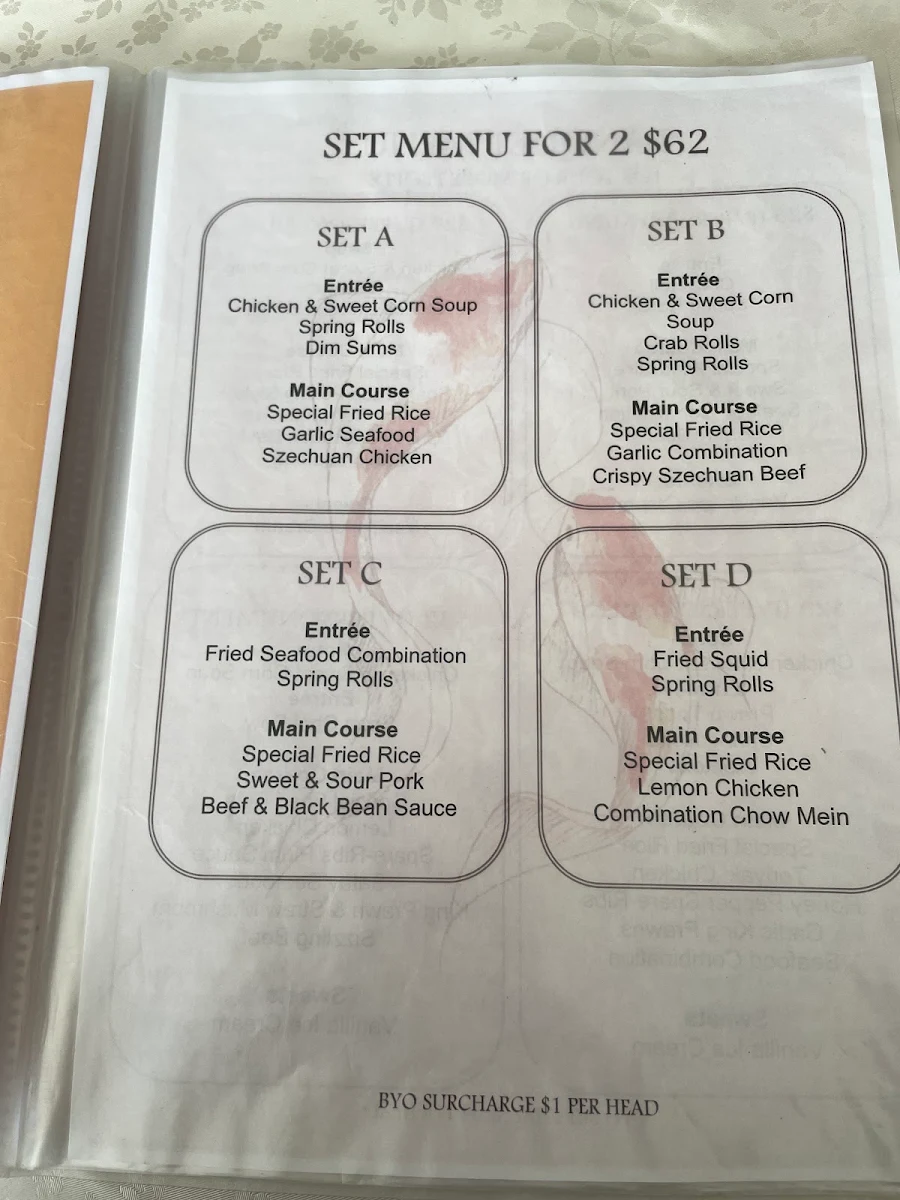 Menu, Garden Palace Chinese Restaurant