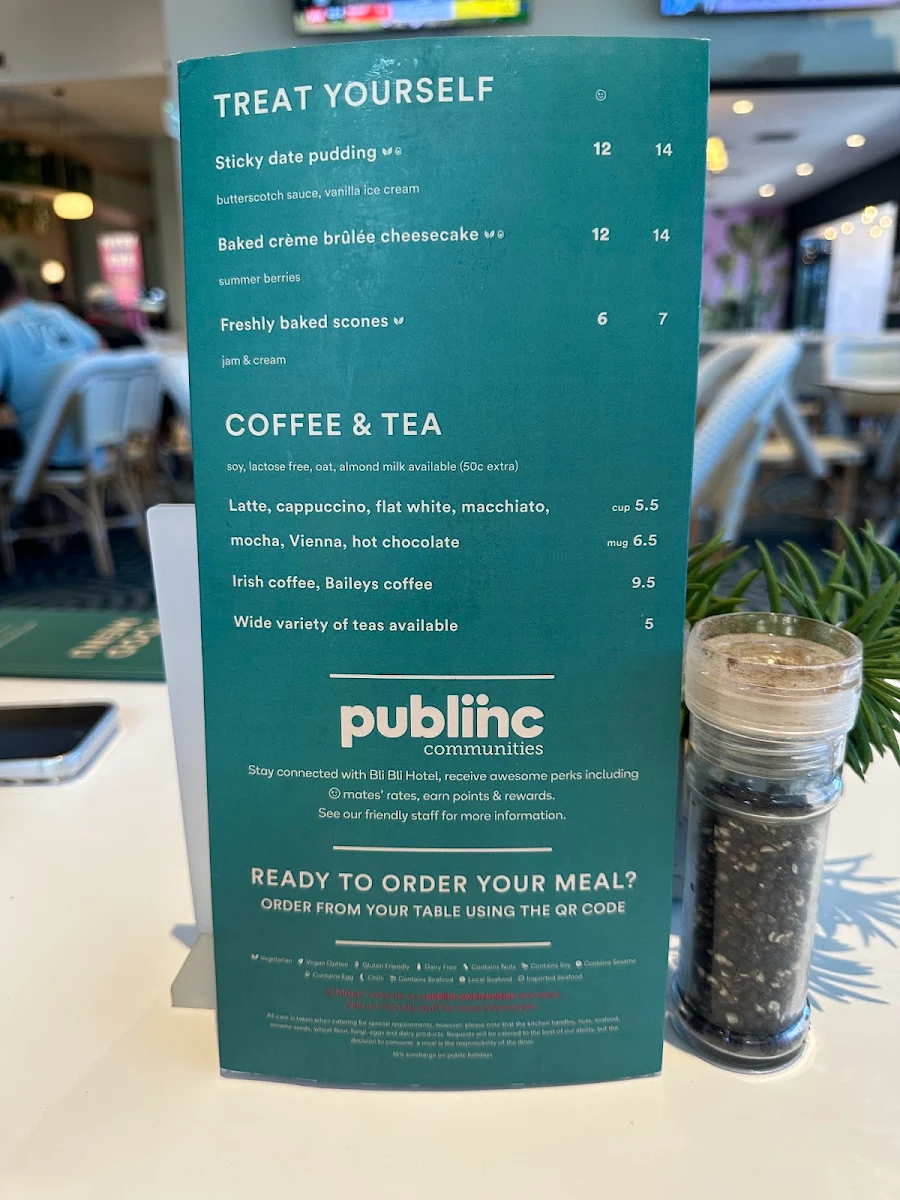 Menu, Bli Bli Hotel