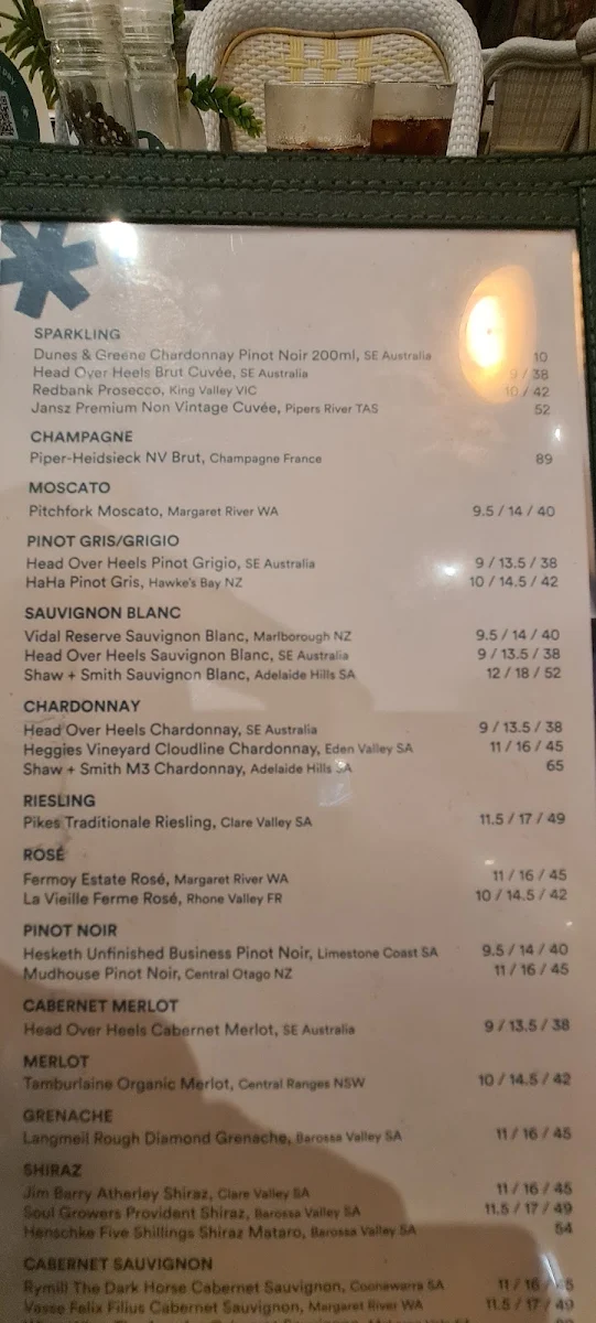 Menu, Bli Bli Hotel