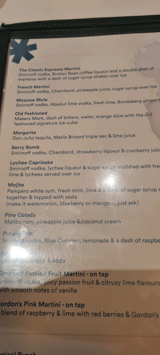 Menu, Bli Bli Hotel