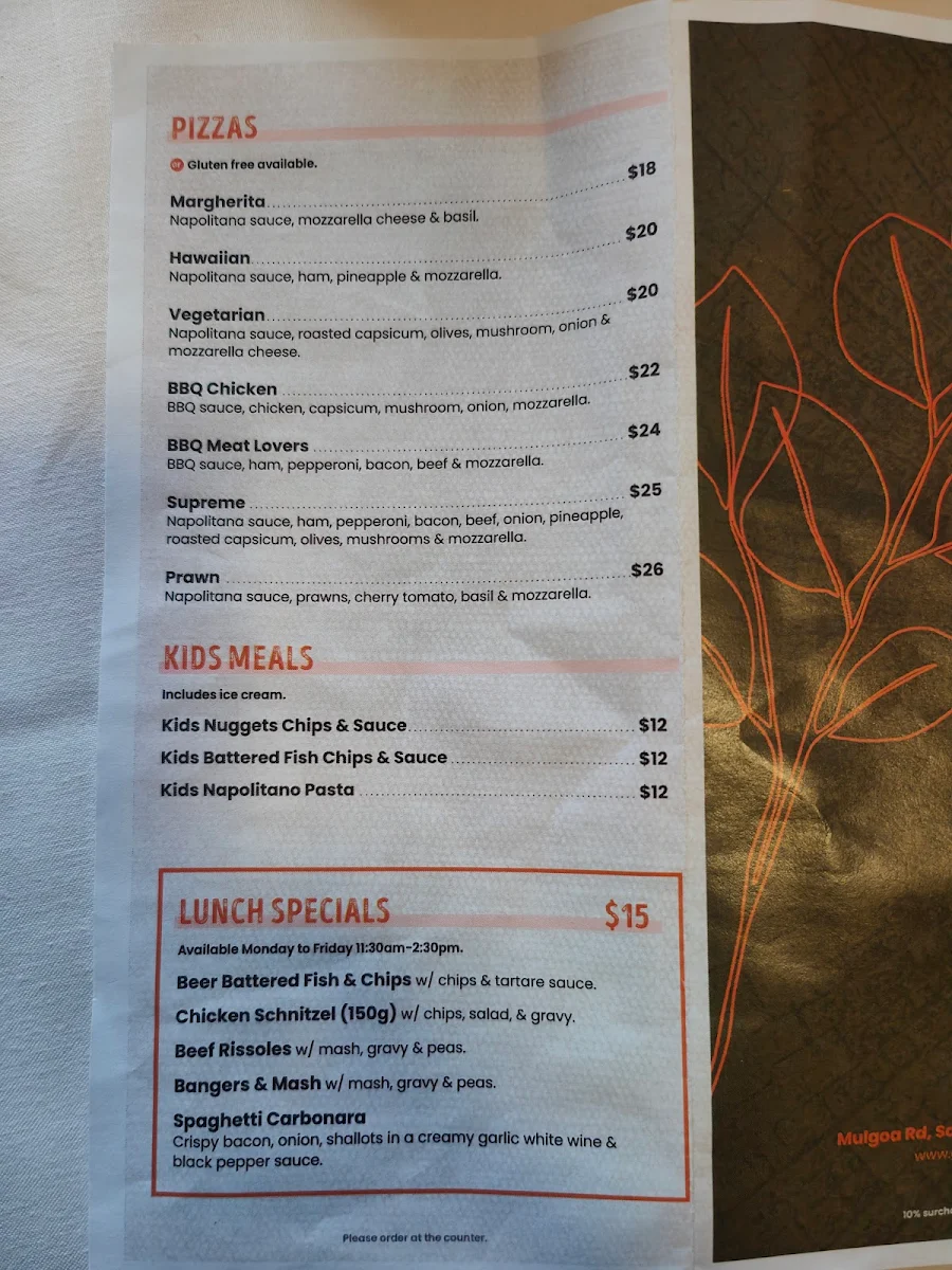 Menu, Grey Gums bistro