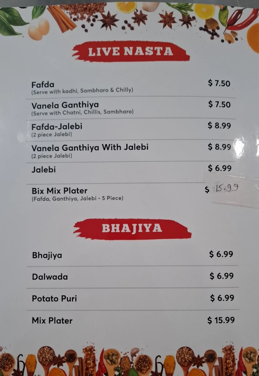 Menu, Ji Gujju Foods