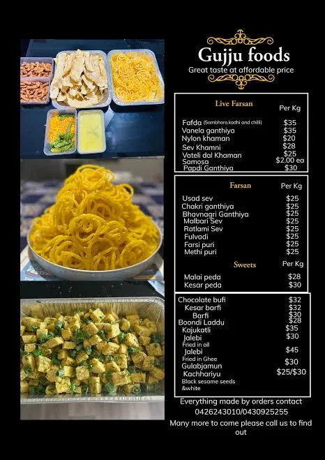 Menu, Ji Gujju Foods