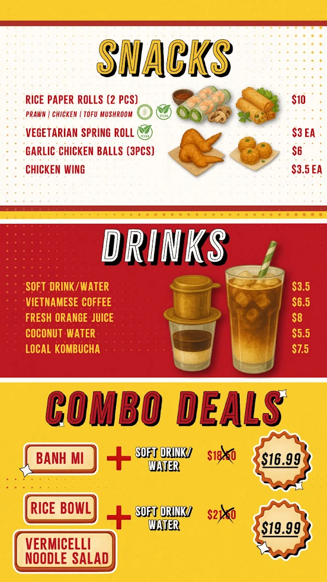Menu, Ms Ho Hot Rolls