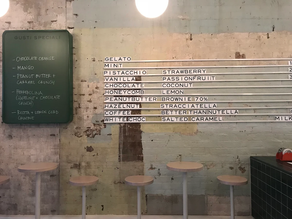 Menu, Piccolina Gelateria