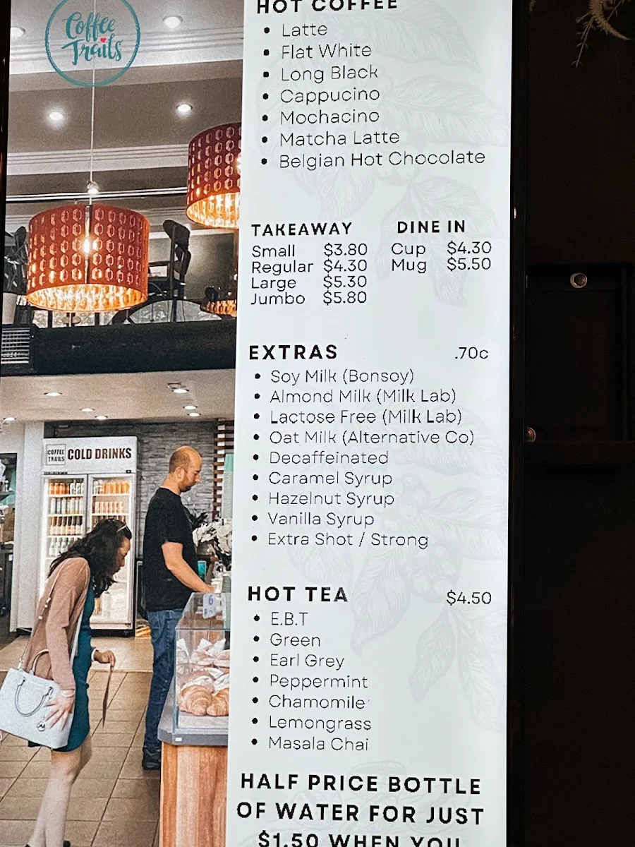 Menu, Coffee Trails
