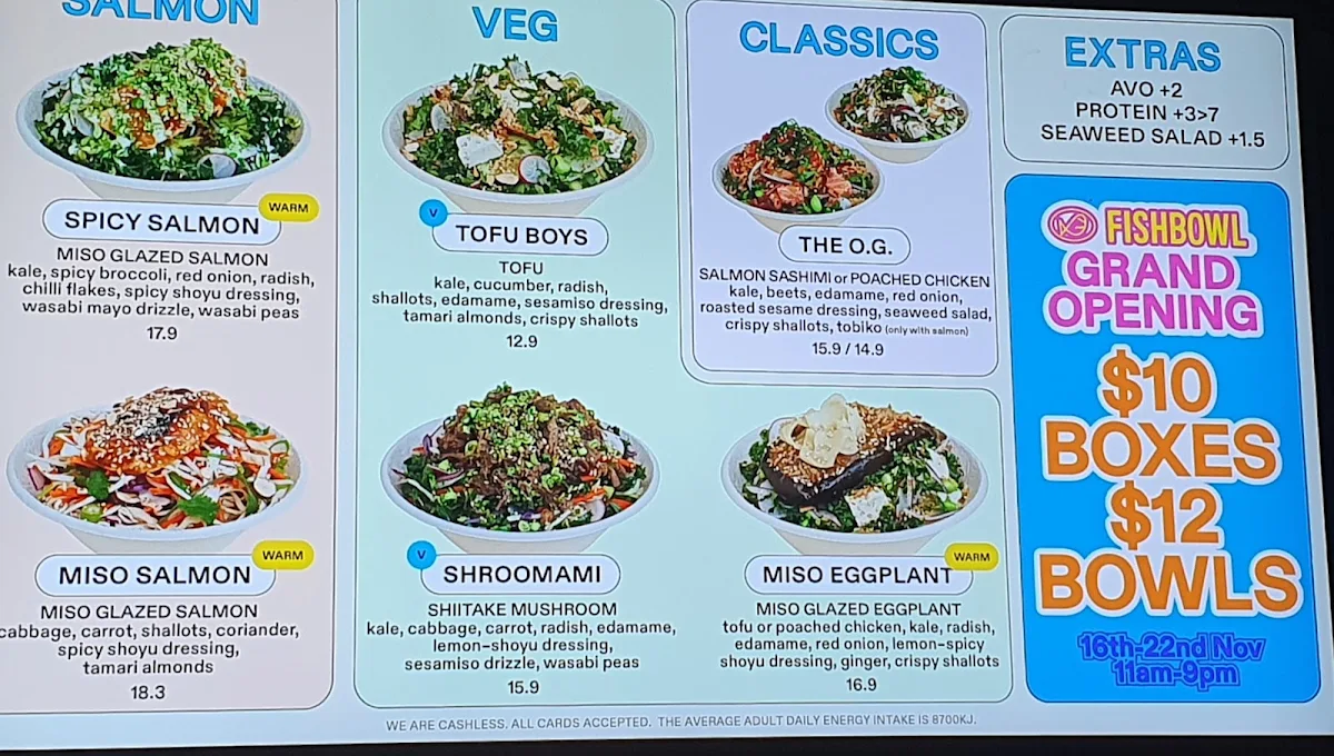 Menu, FISHBOWL - Fish Lane