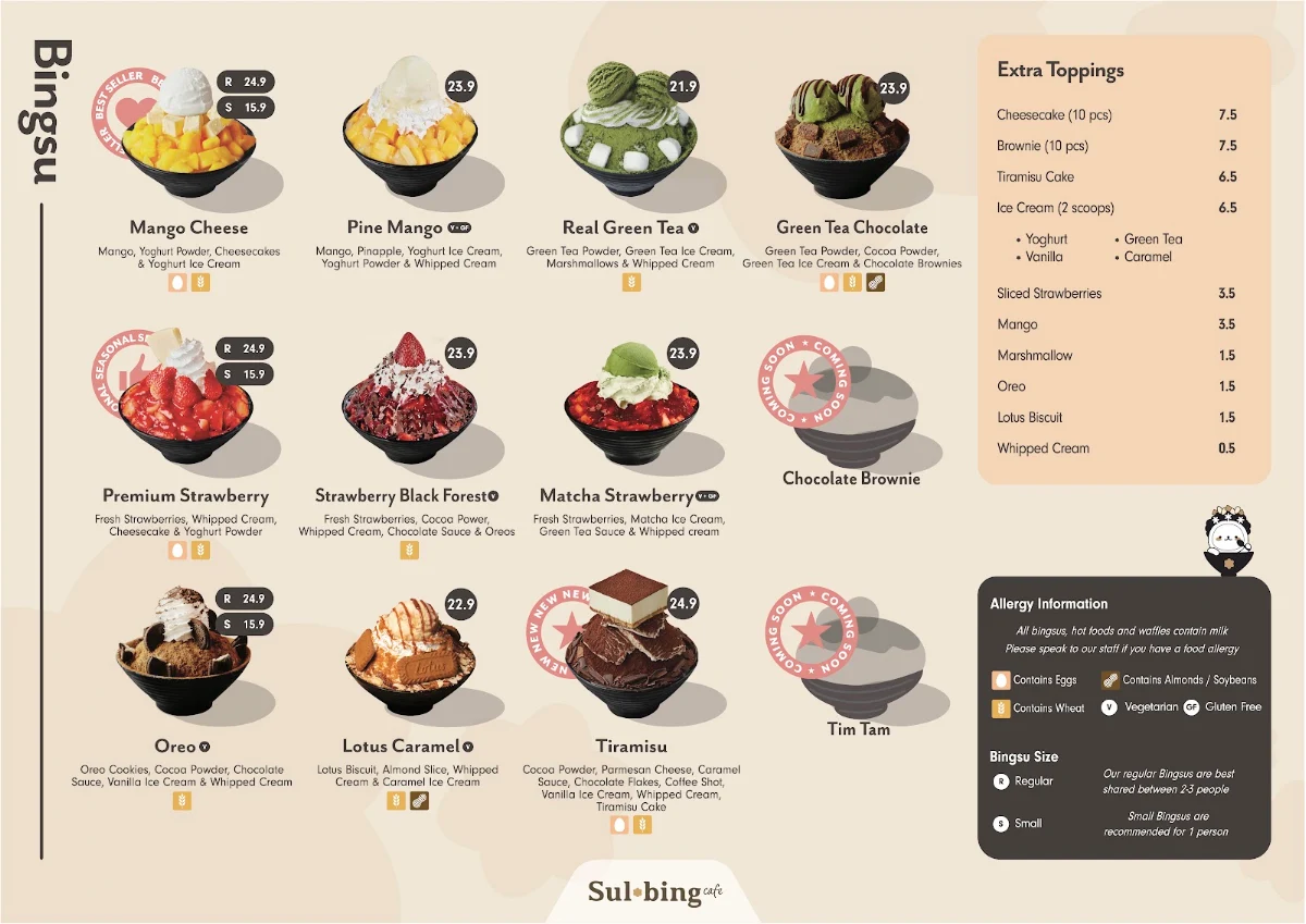 Menu, Sulbing Dessert Cafe Hawthorn