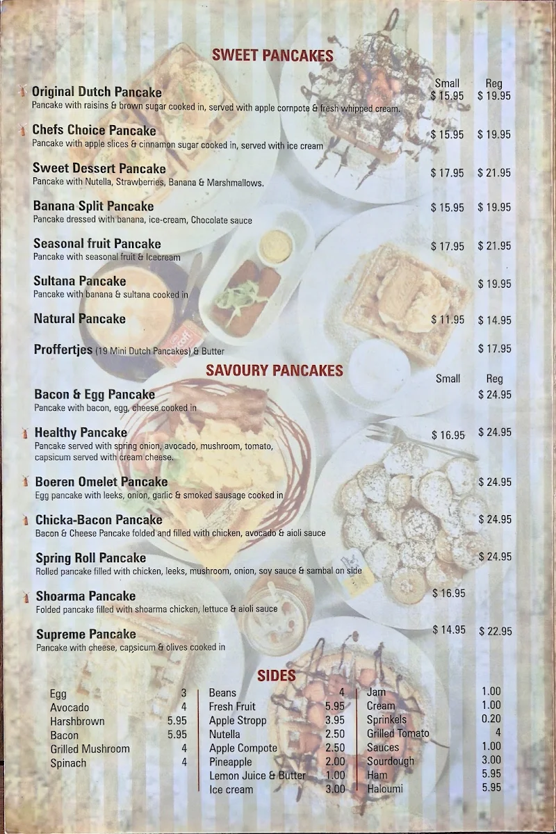 Menu, De Dutch Cafe