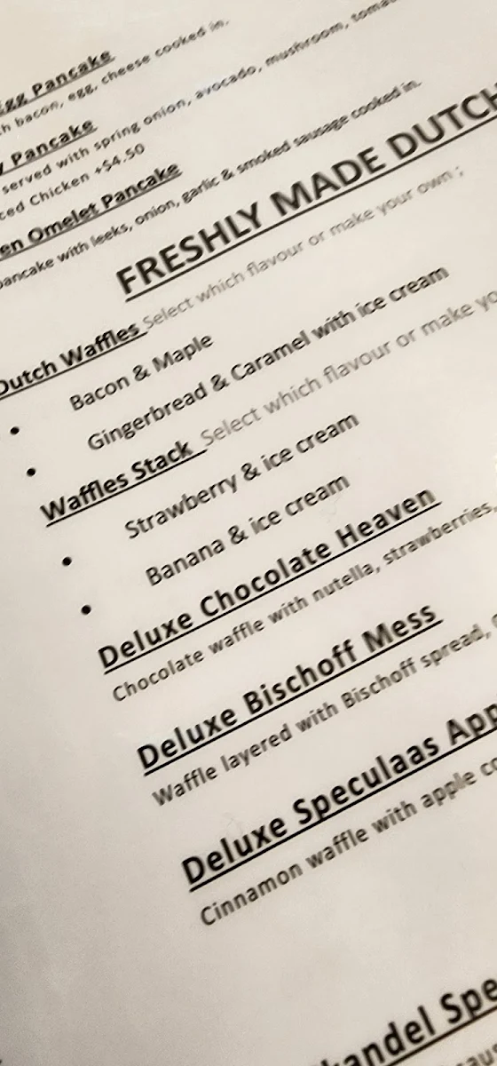 Menu, De Dutch Cafe
