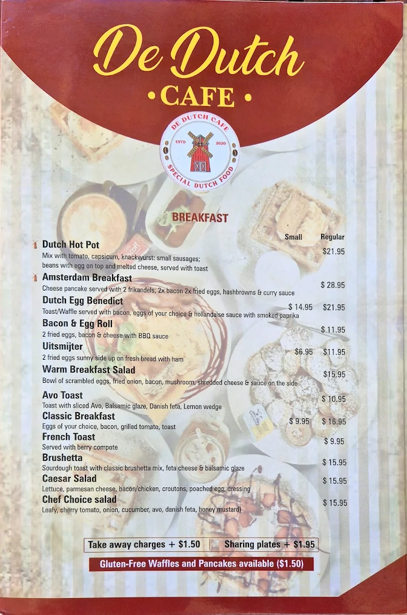 Menu, De Dutch Cafe