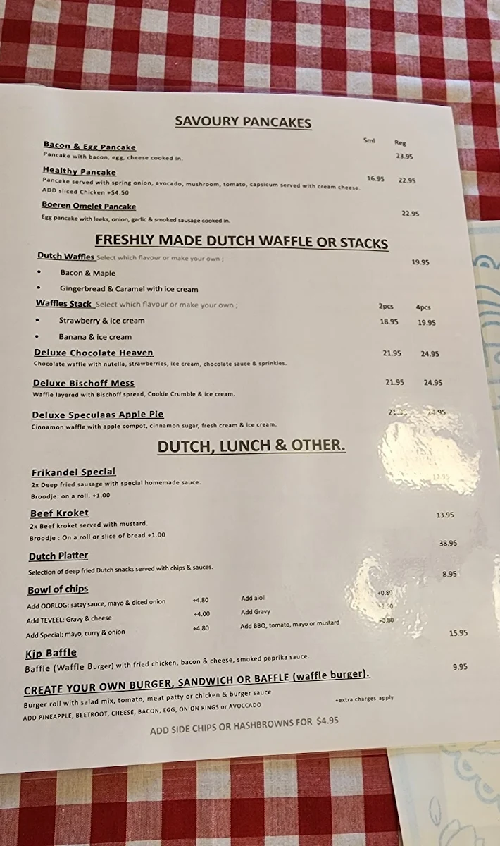 Menu, De Dutch Cafe