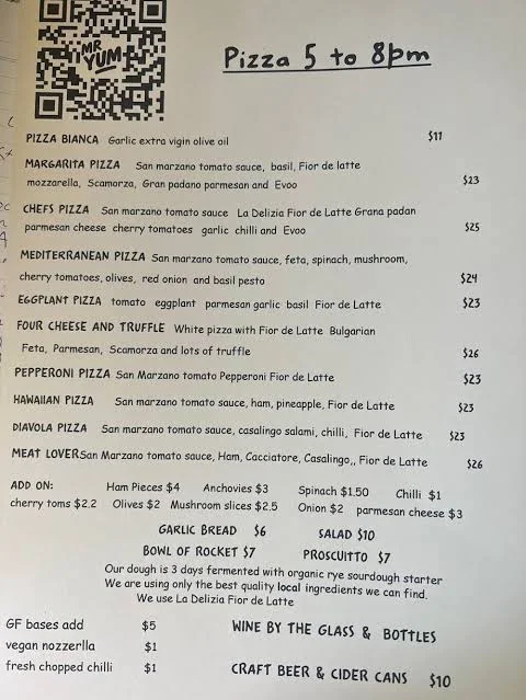 Menu, Kerry Street Pear Tree Cafe and Pizzeria