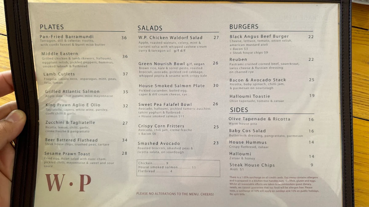 Menu, Wildpear Cafe