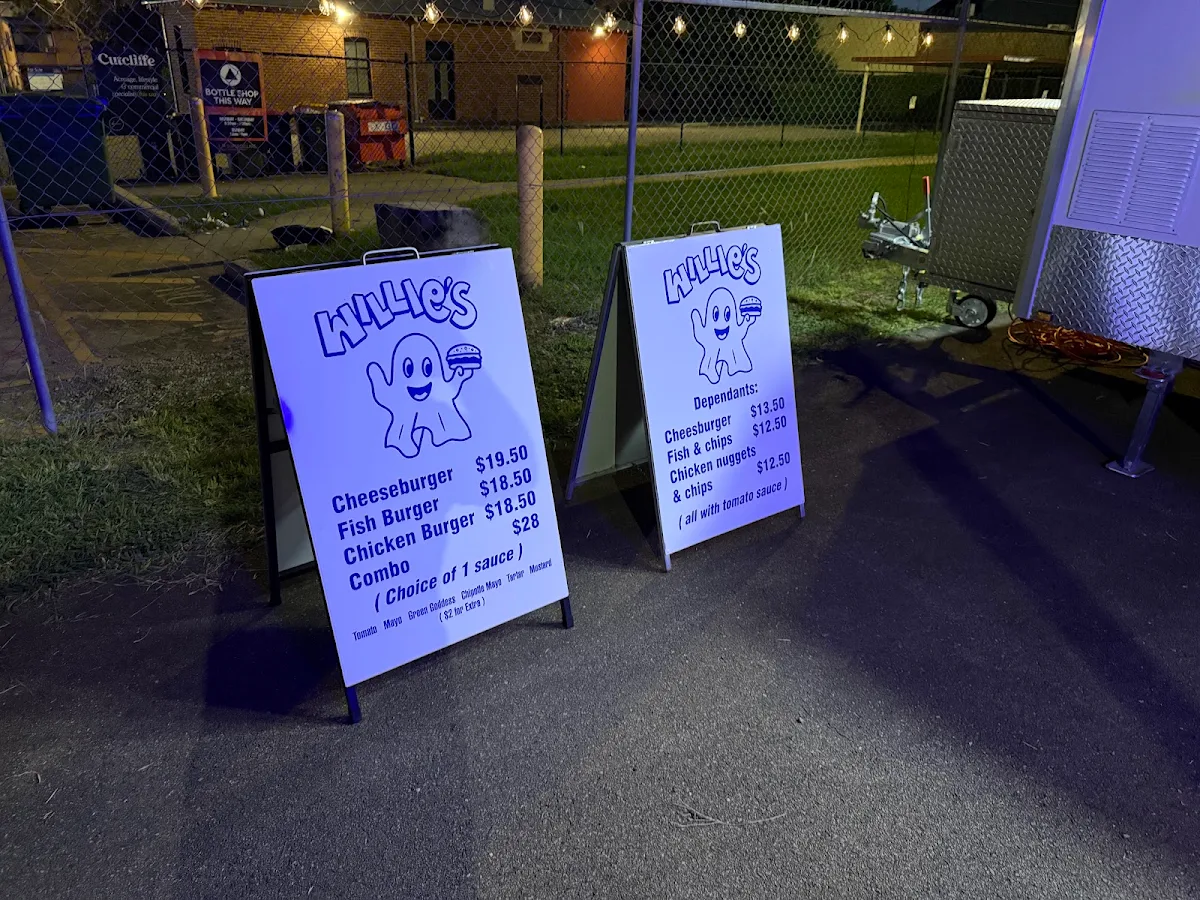 Menu, Willies Burgers Food Truck