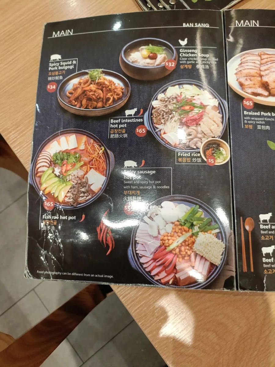 Menu, Ban Sang