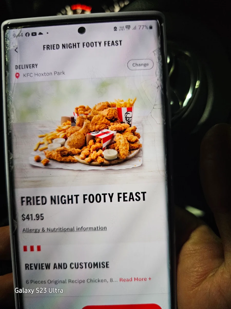 Menu, KFC Bonnyrigg