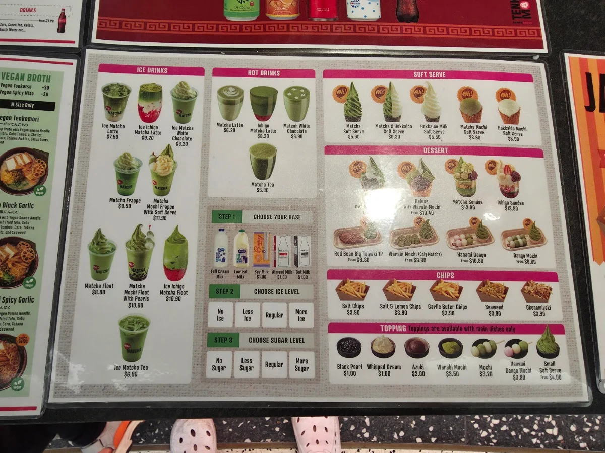Menu, Tenkomori Ramen & Oh!Matcha Hornsby Westfield
