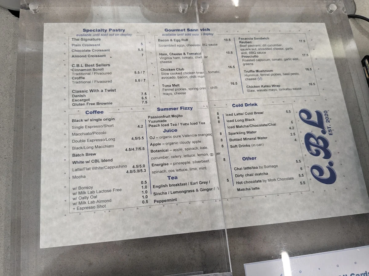 Menu, Cru+ Bakery Lab