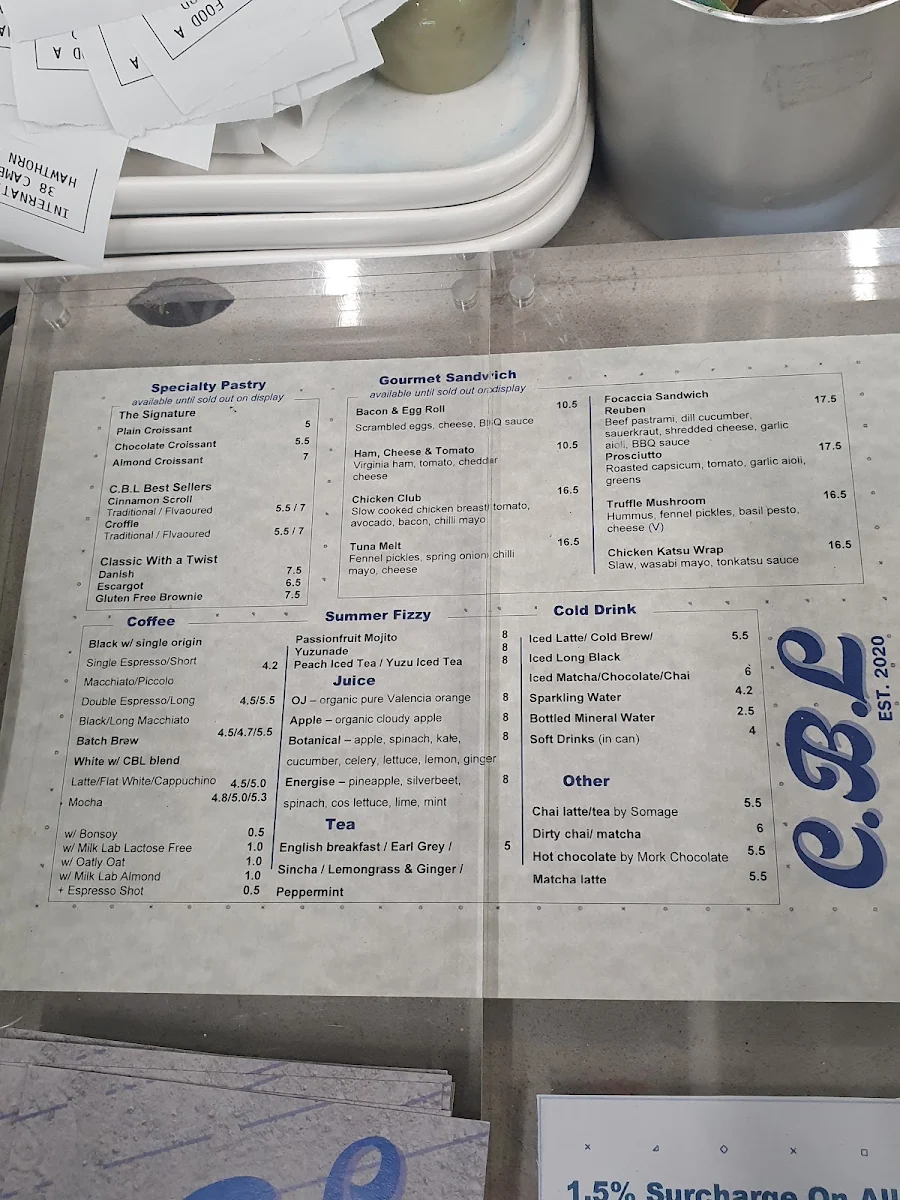 Menu, Cru+ Bakery Lab