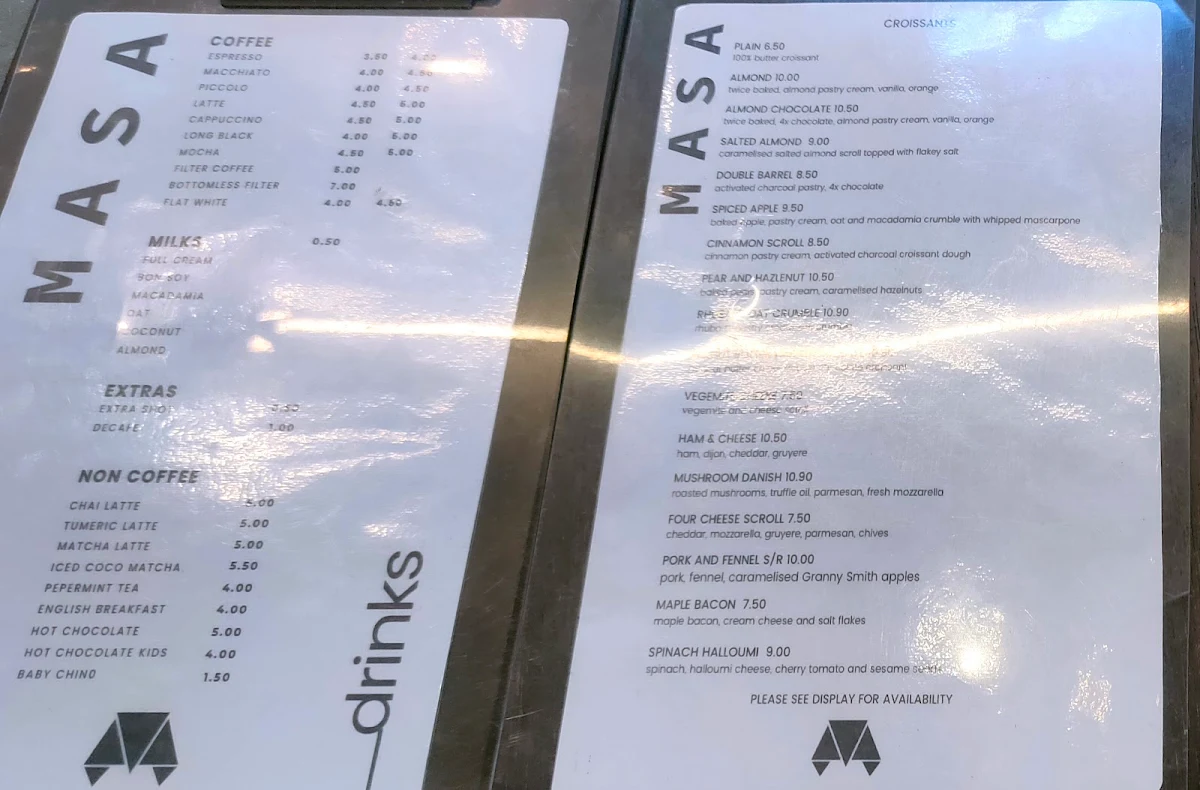 Menu, Masa Byron Bay