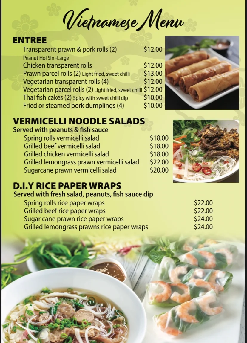 Menu, Golden Sun Chinese & Vietnamese Restaurant Capalaba
