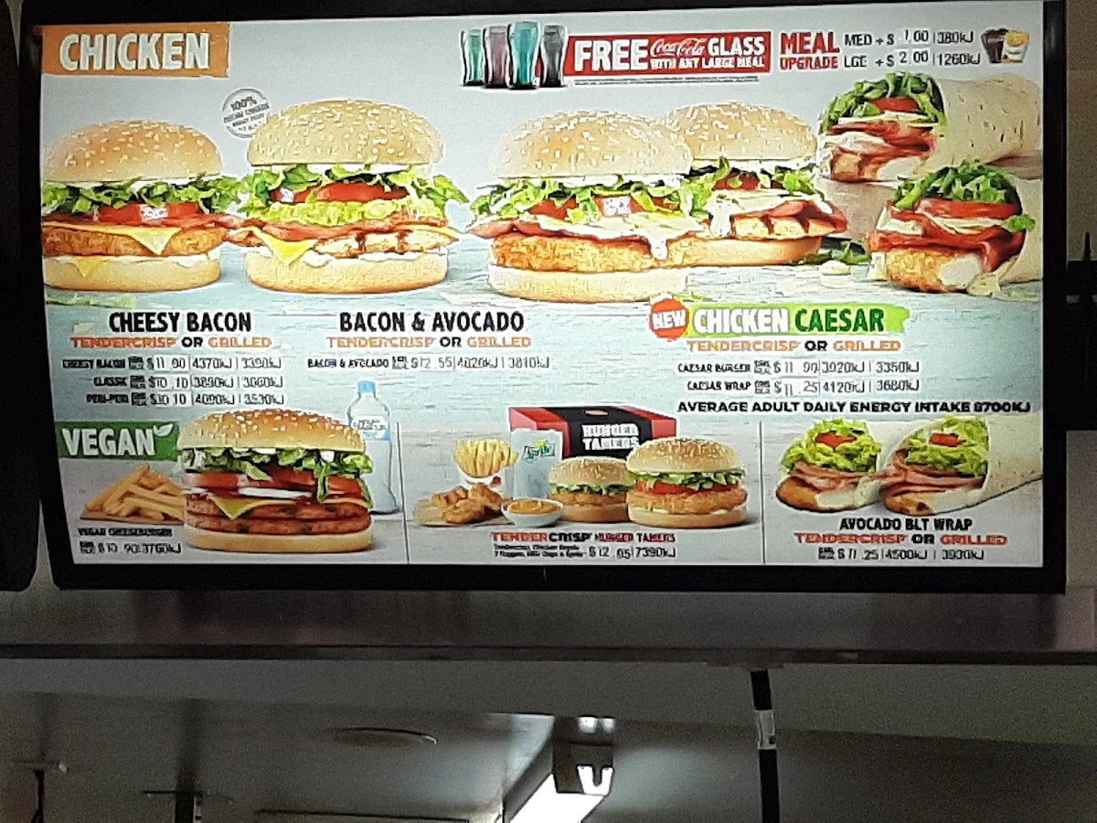 Menu, Hungry Jack's Burgers Tamworth