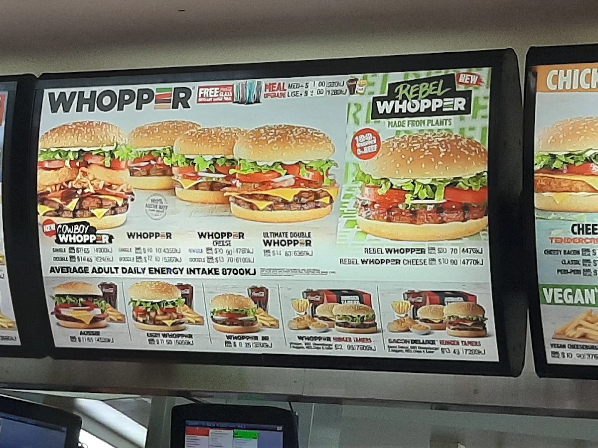 Menu, Hungry Jack's Burgers Tamworth