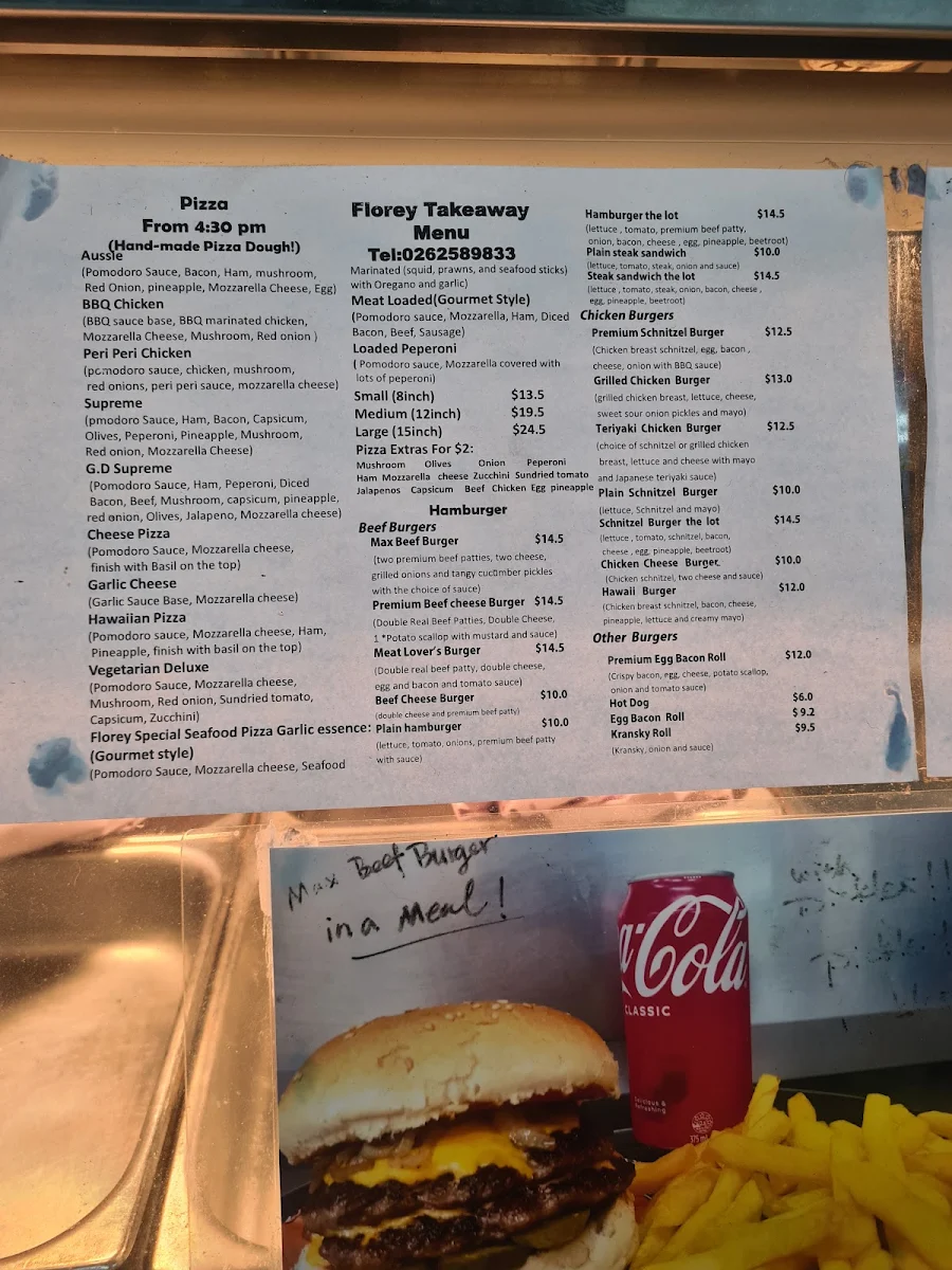 Menu, Florey Take Away