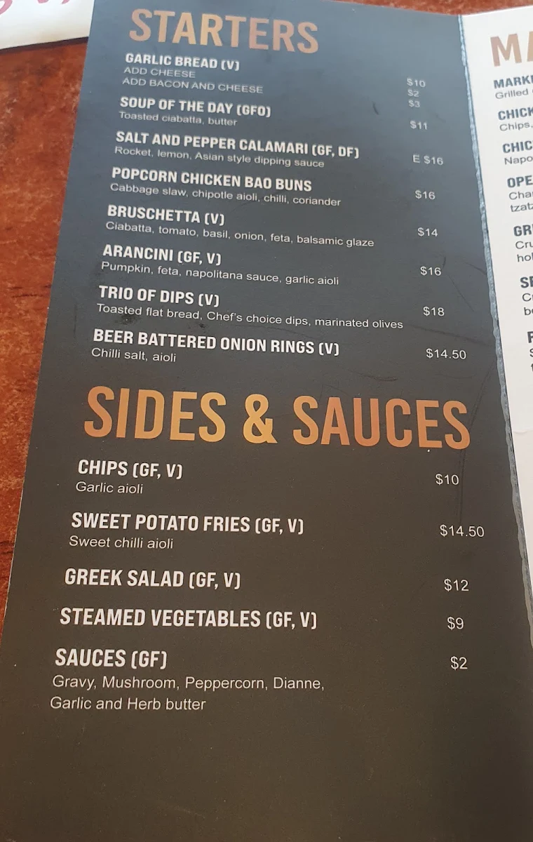 Menu, Elgin's Hotel Wodonga