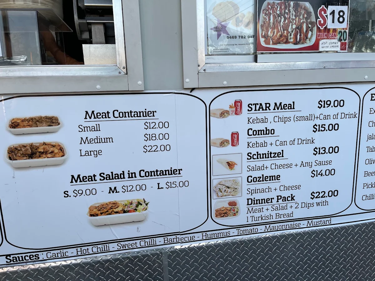 Menu, Star Kebabs