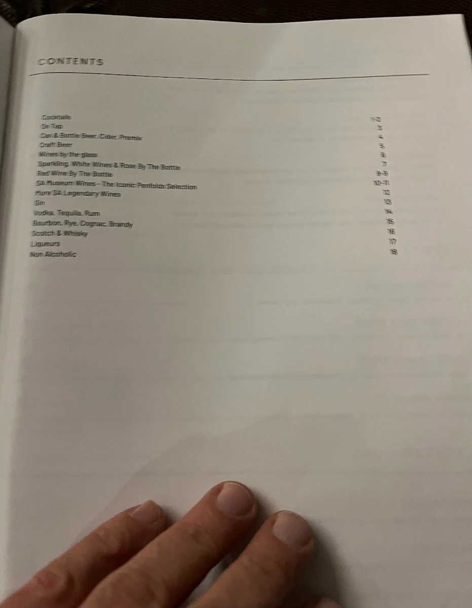 Menu, Verandah Dining at The Strathmore – Level 1