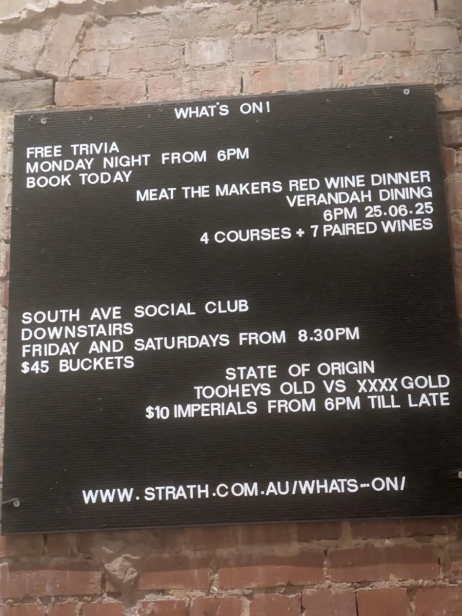 Menu, Verandah Dining at The Strathmore – Level 1