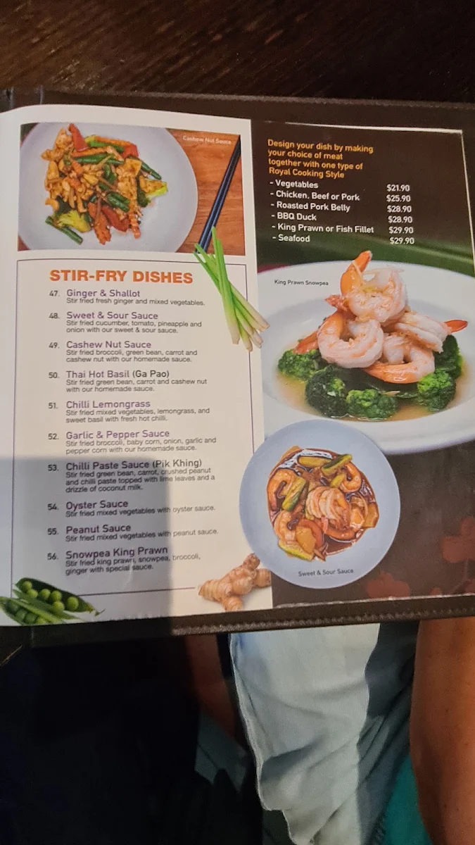 Menu, Royal Orchard Thai