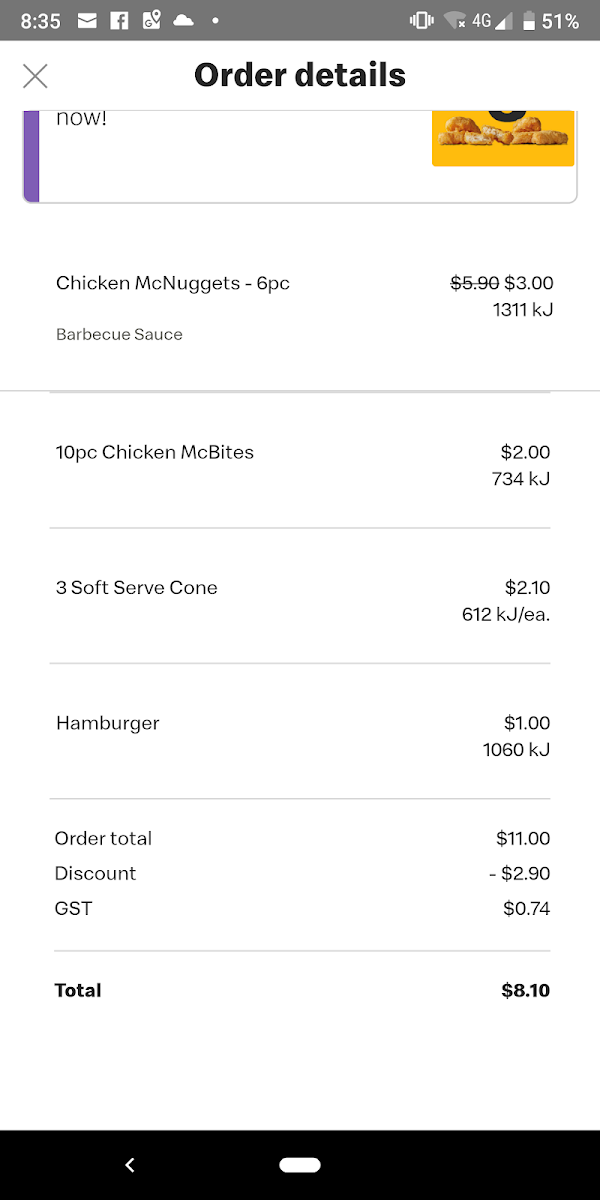 Menu, McDonald's Point Cook