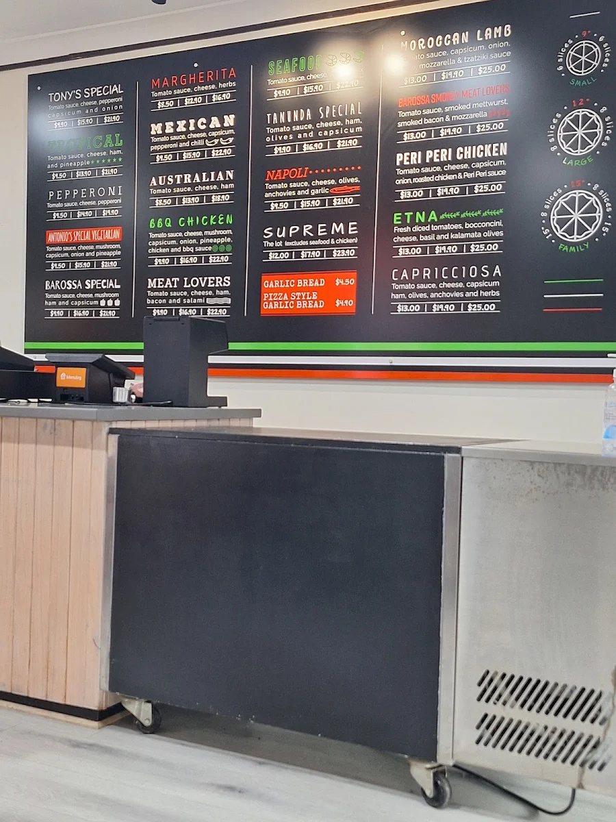 Menu, Mia Pizza Deliveries