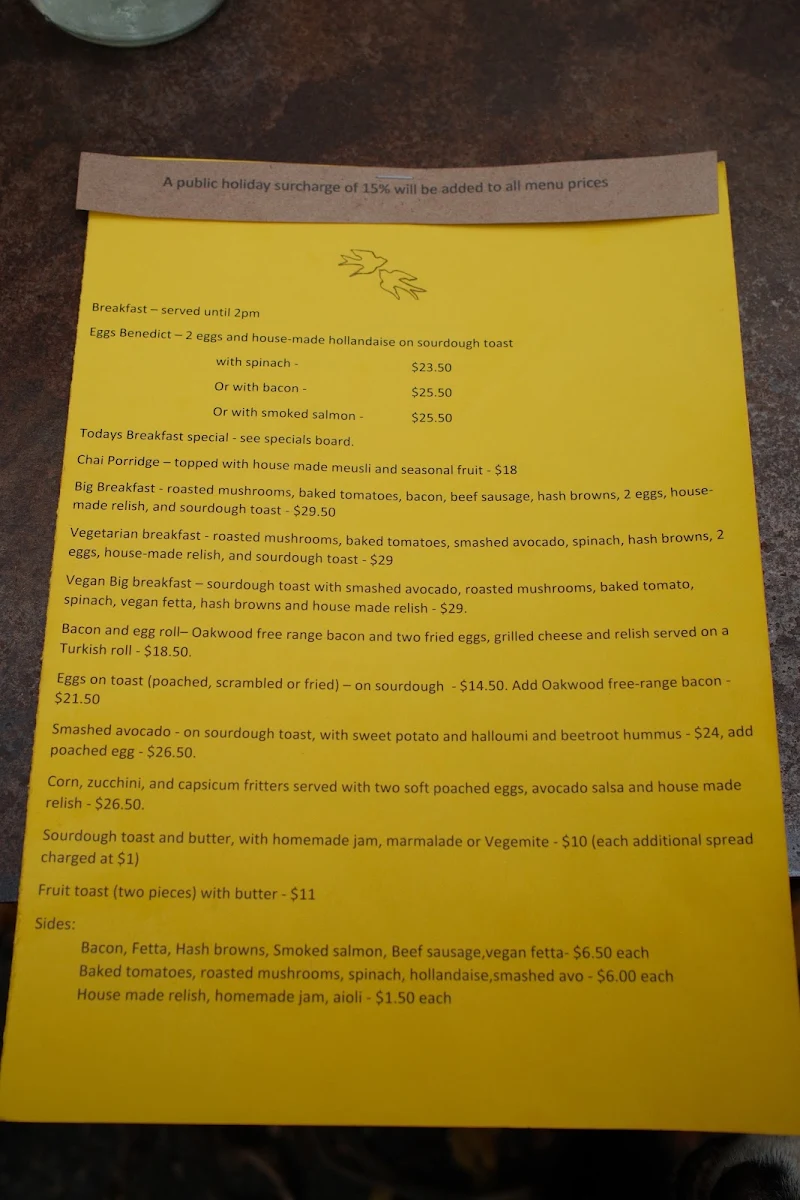 Menu, Little Swallow Cafe