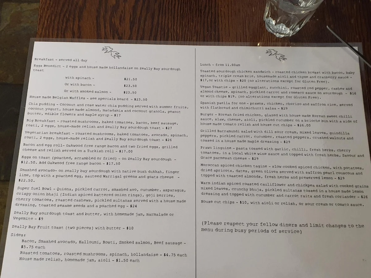 Menu, Little Swallow Cafe