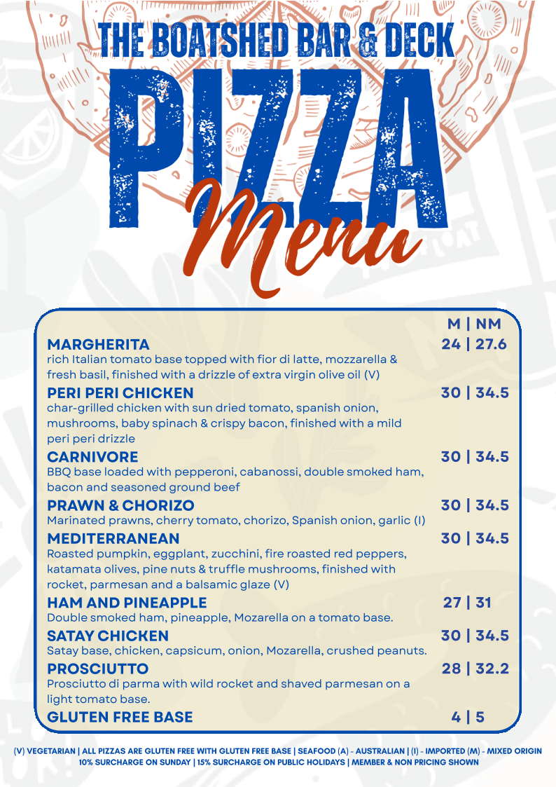 Menu, Gosford Sailing Club