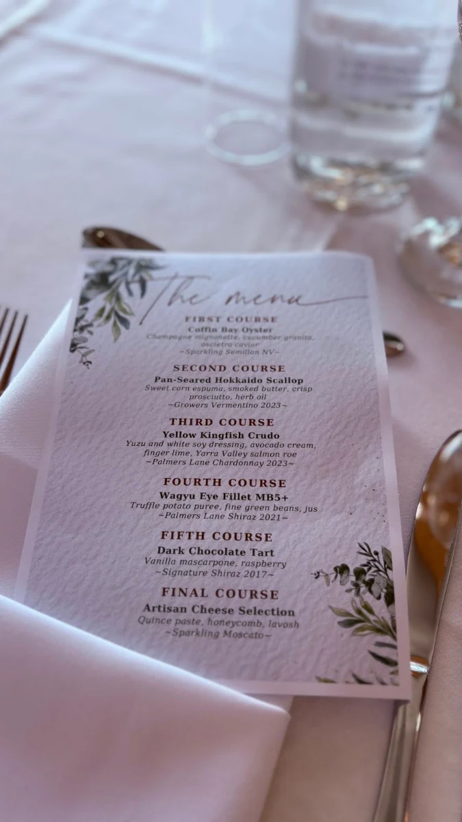Menu, Gosford Sailing Club