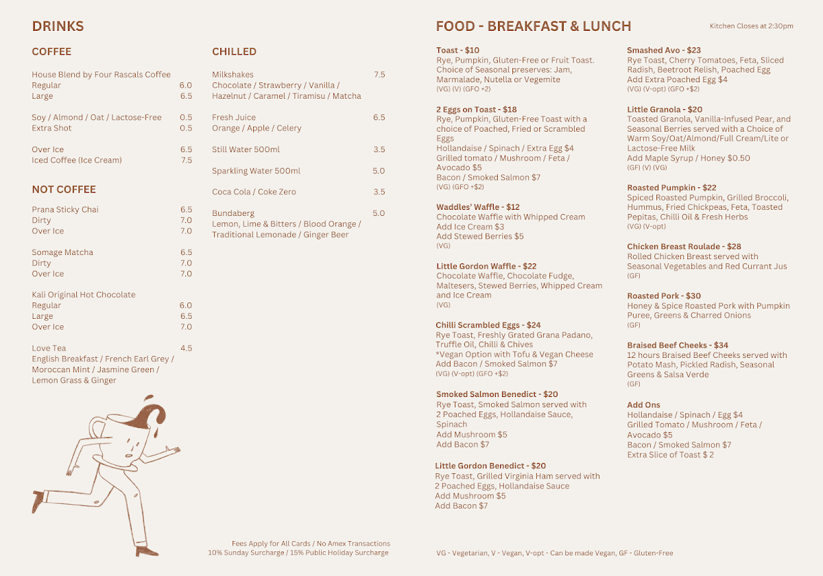 Menu, Little Gordon Cafe