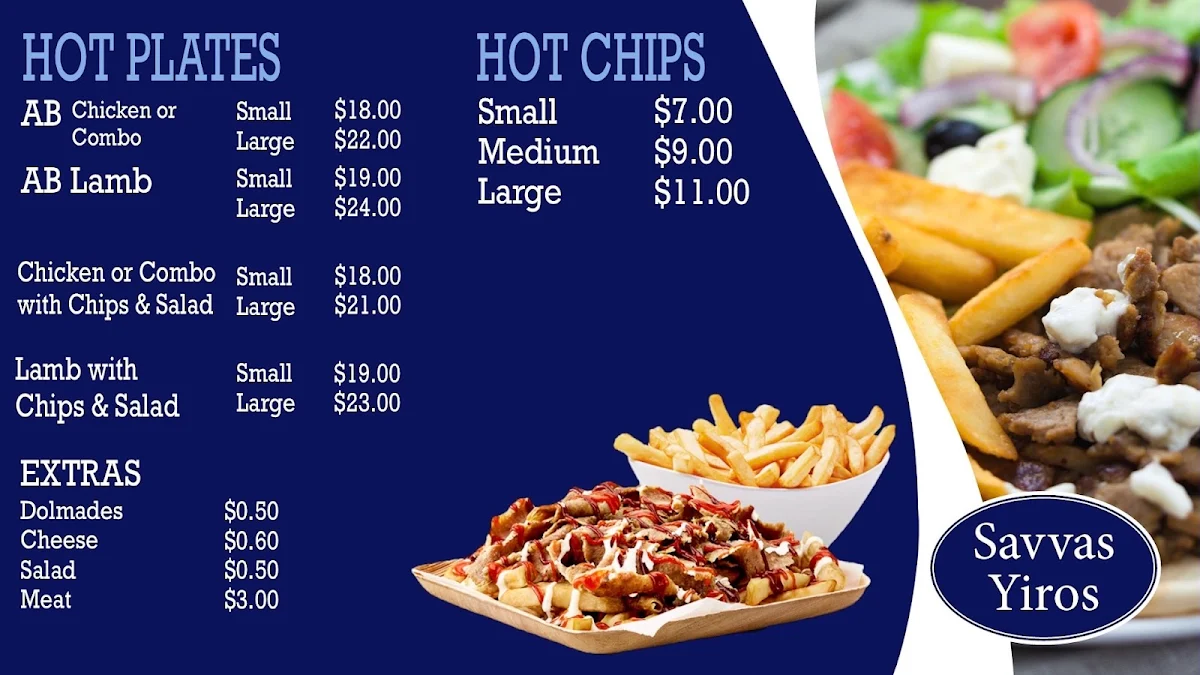Menu, Savvas Yiros