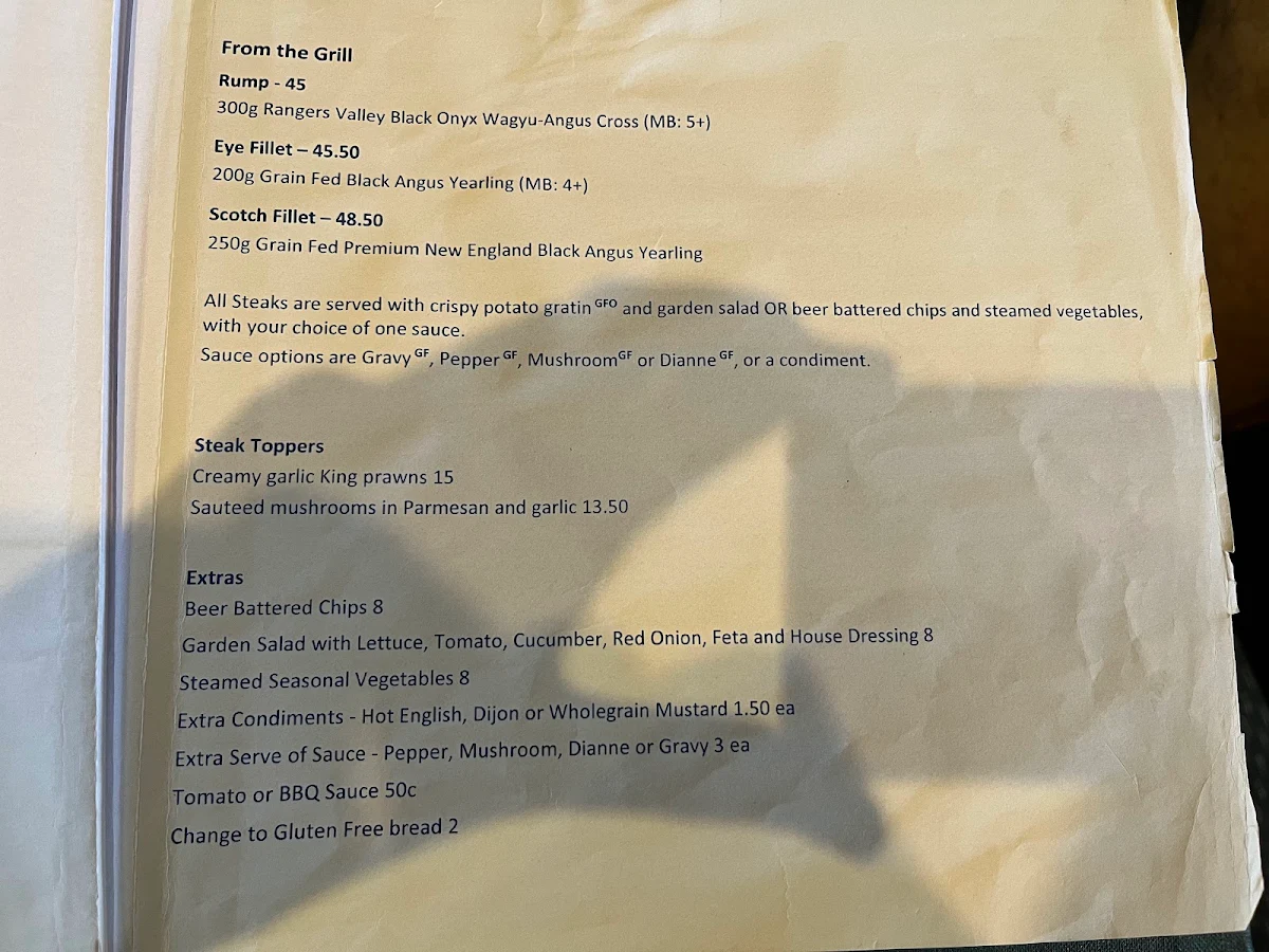 Menu, The Highlands Restaurant