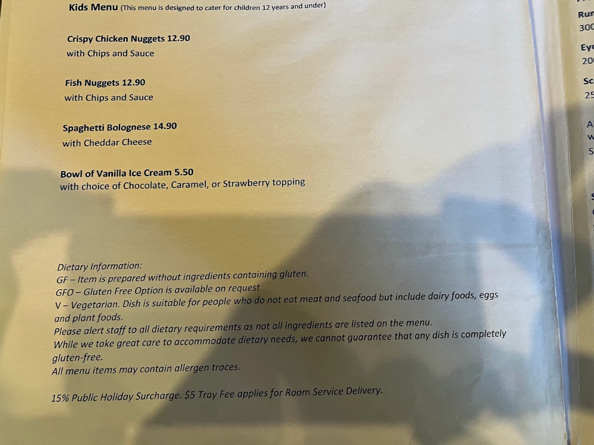 Menu, The Highlands Restaurant